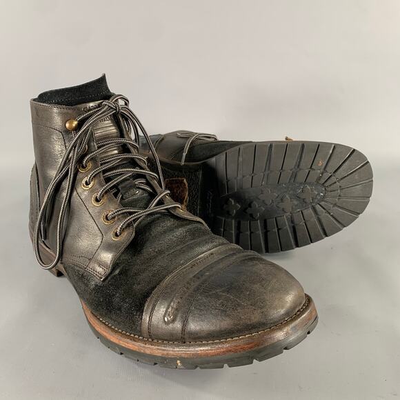 DOLCE & GABBANA Size 12 Brown Black Wingtip Leather Hike Boots main image 6